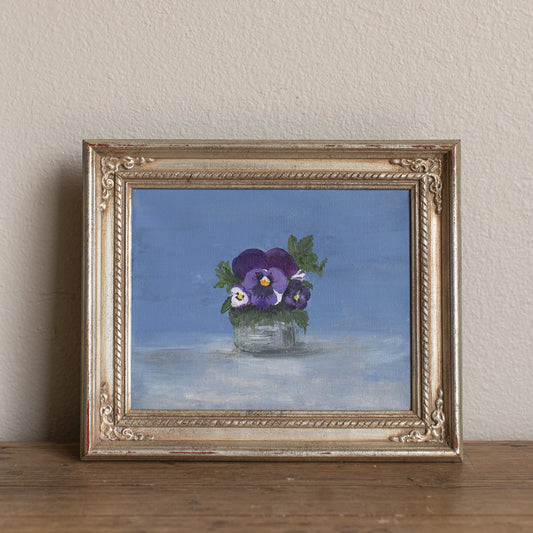 Vintage Pansies Oil Painting