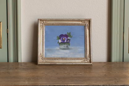 Vintage Pansies Oil Painting