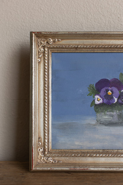 Vintage Pansies Oil Painting