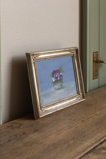 Vintage Pansies Oil Painting