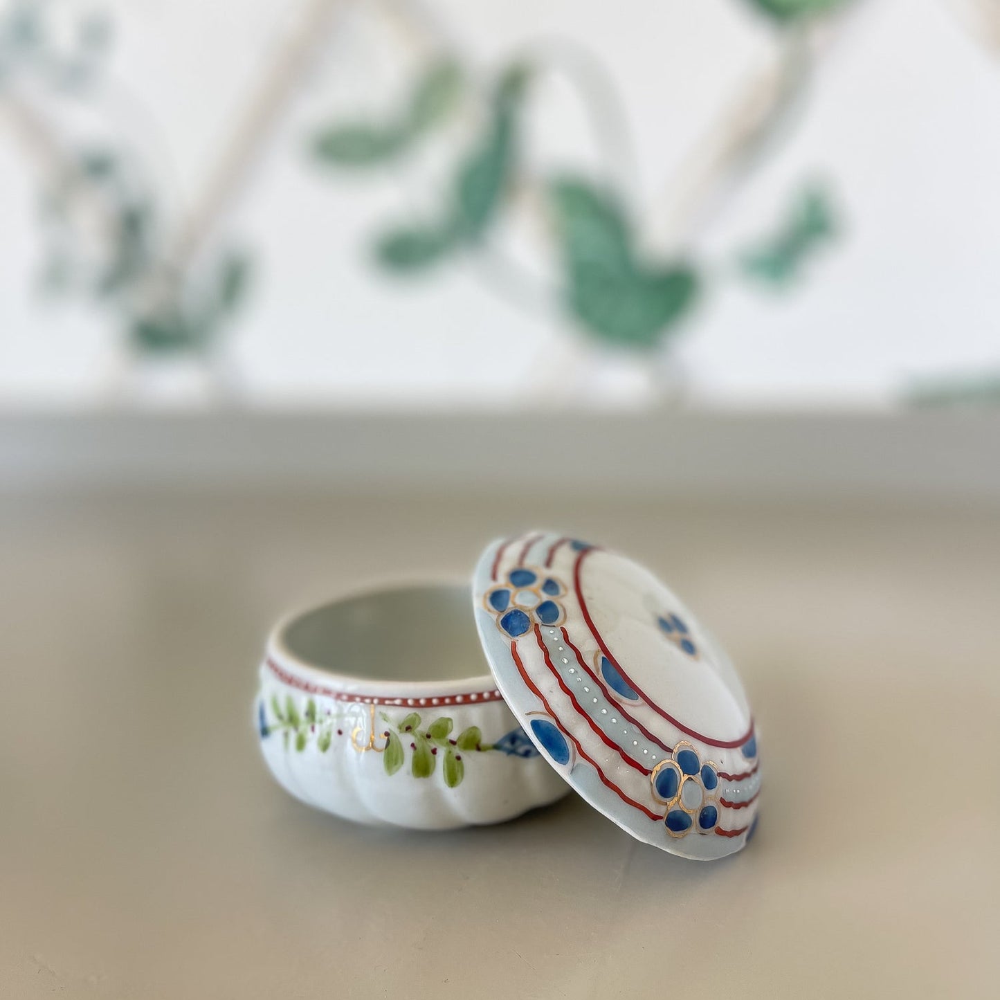 Hand-Painted Japanese Porcelain - Vintage Floral Keepsake Dish