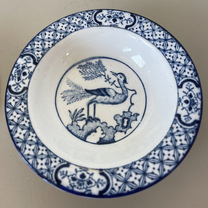 Antique-Inspired Blue & White Porcelain Bird Bowls