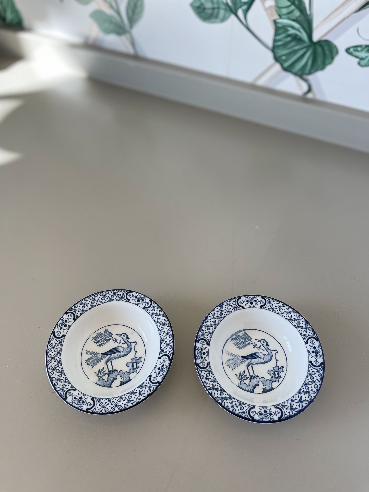 Antique-Inspired Blue & White Porcelain Bird Bowls