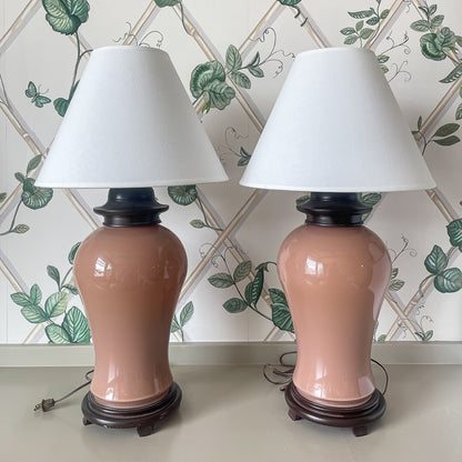 Vintage Blush Porcelain Table Lamp