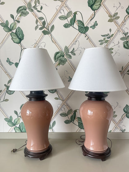 Vintage Blush Porcelain Table Lamp