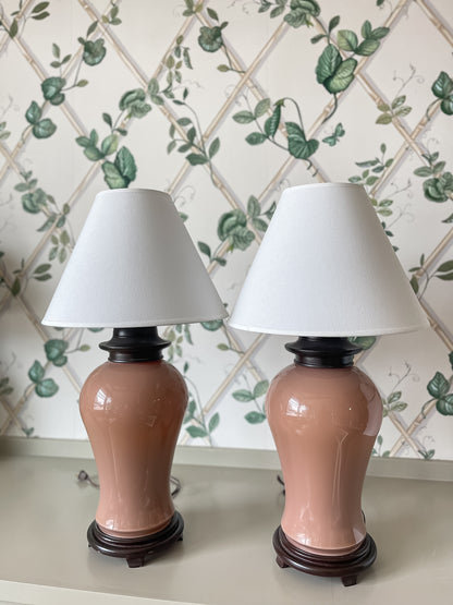 Vintage Blush Porcelain Table Lamp