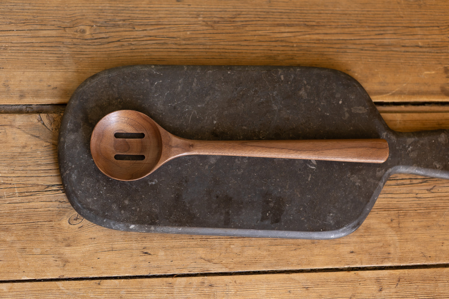 12’’ Walnut Wooden Slotted Spoon
