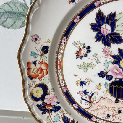 Antique Imari-Style Porcelain Plate with Gilded Detail