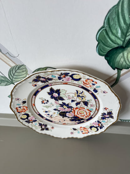 Antique Imari-Style Porcelain Plate with Gilded Detail