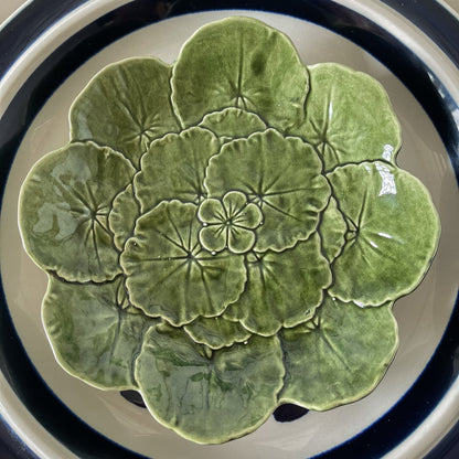 Vintage Majolica Geranium Leaf Plate