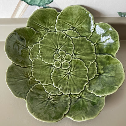 Vintage Majolica Geranium Leaf Plate