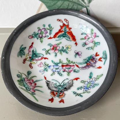 Hand-Painted Butterfly & Floral Dish