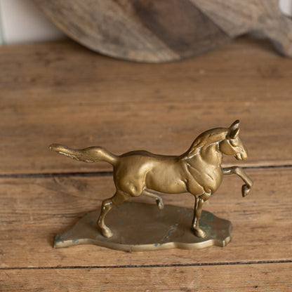 Vintage Brass Prancing Horse Statue