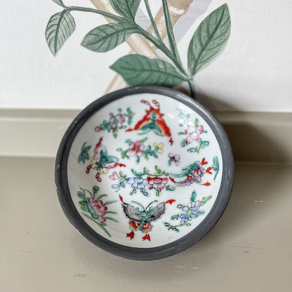 Hand-Painted Butterfly & Floral Dish