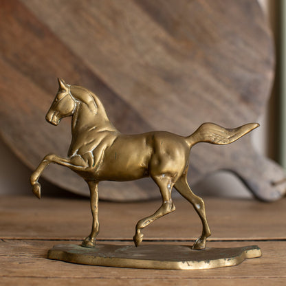 Vintage Brass Prancing Horse Statue