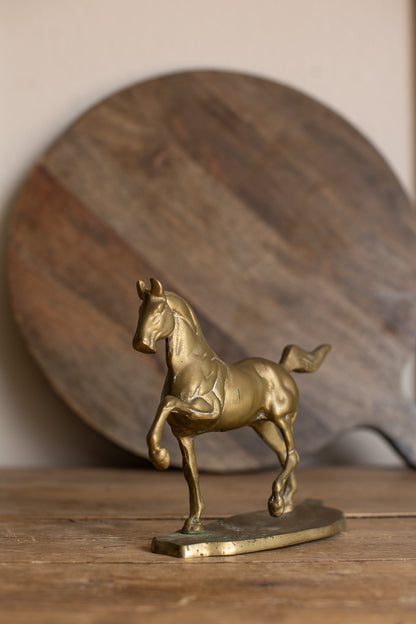Vintage Brass Prancing Horse Statue
