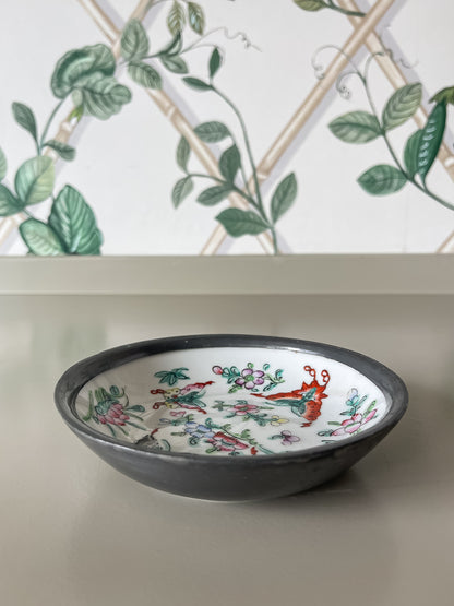 Hand-Painted Butterfly & Floral Dish