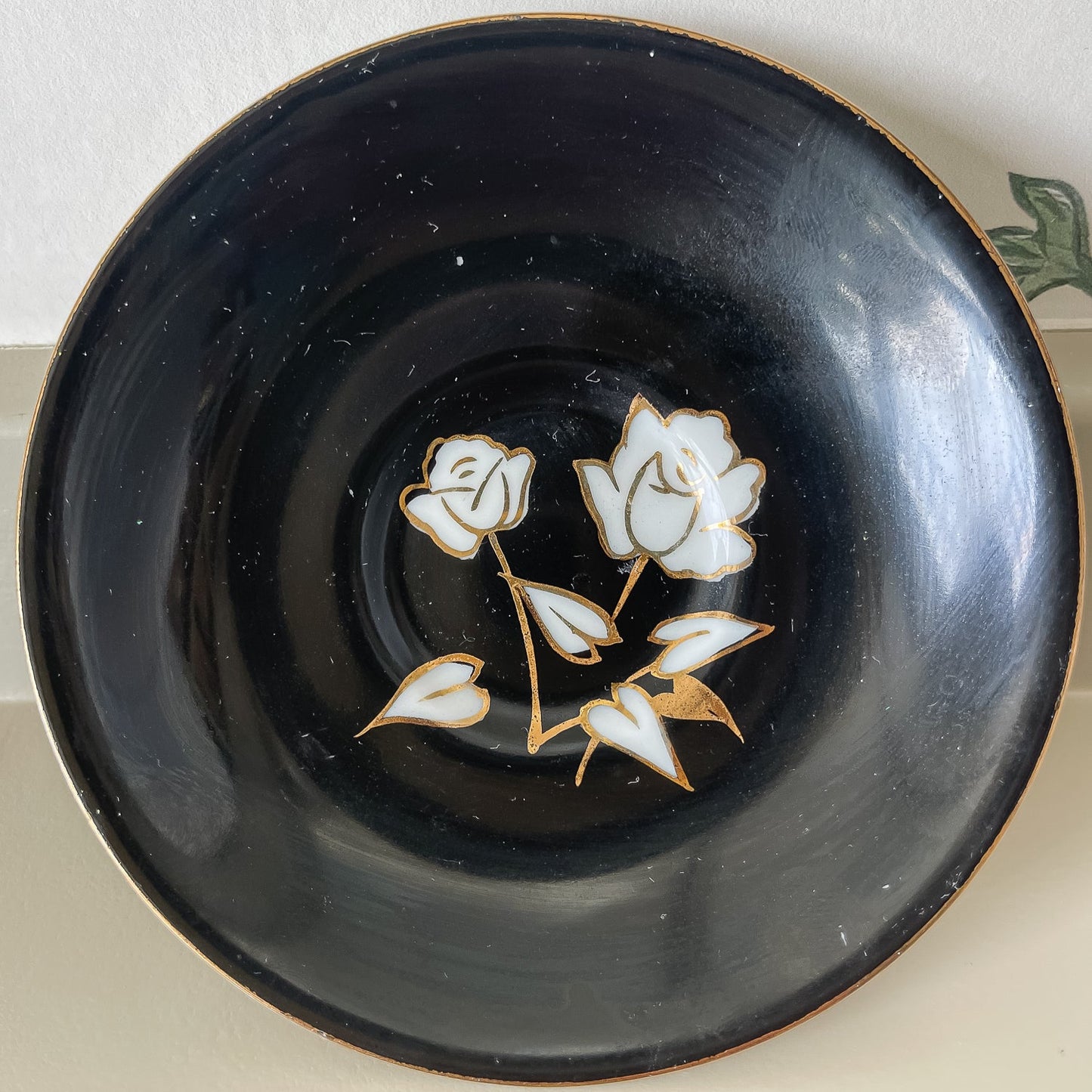 Black & Gold Floral Dish