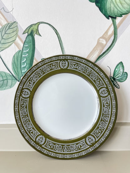 Vintage Olive & White Gilded Plates