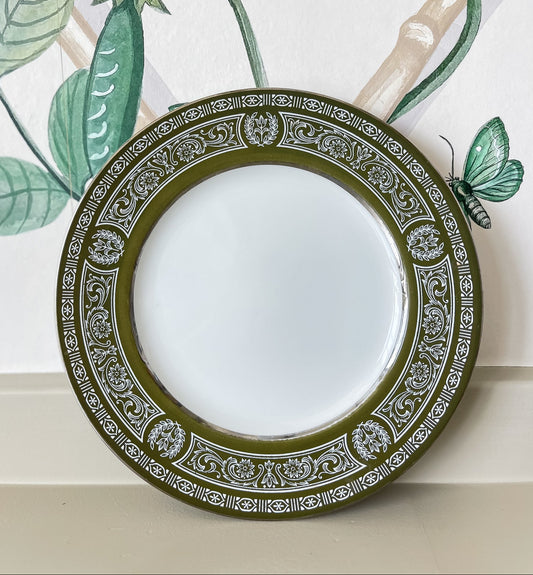 Vintage Olive & White Gilded Plates