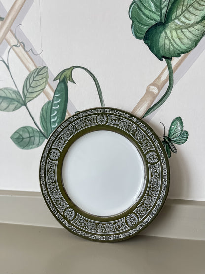 Vintage Olive & White Gilded Plates