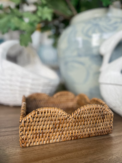 Rattan Scalloped Lunch Napkin Holder