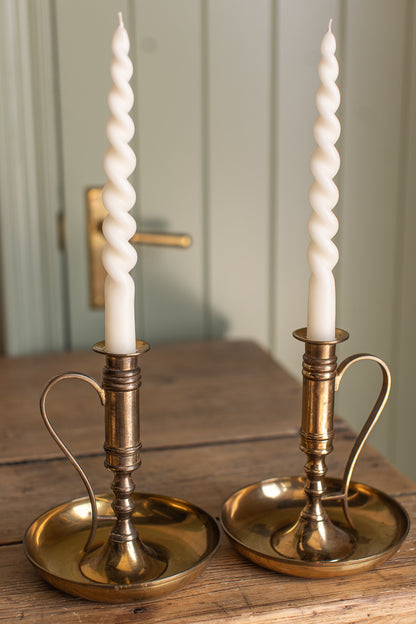 Vintage Brass Chamberstick Pair