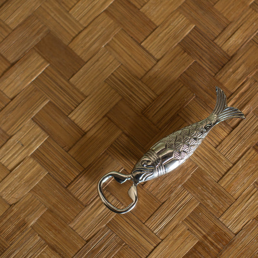 Fish Bottle Opener, Nickel-Plated Brass