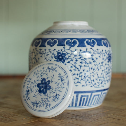Blue & White Lidded Ginger Jar