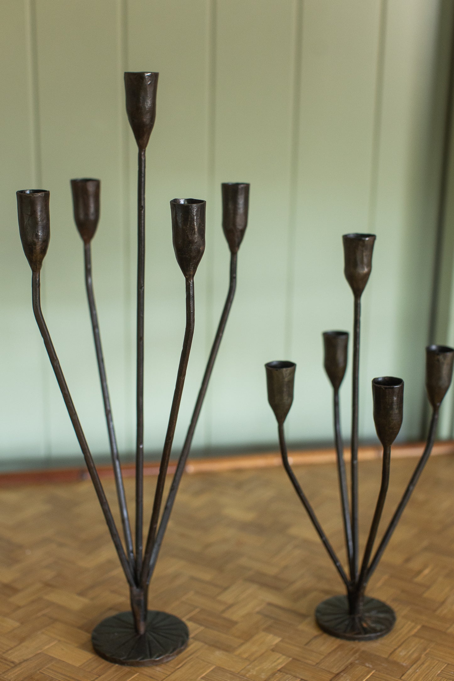Hand-Forged Iron Candleholders