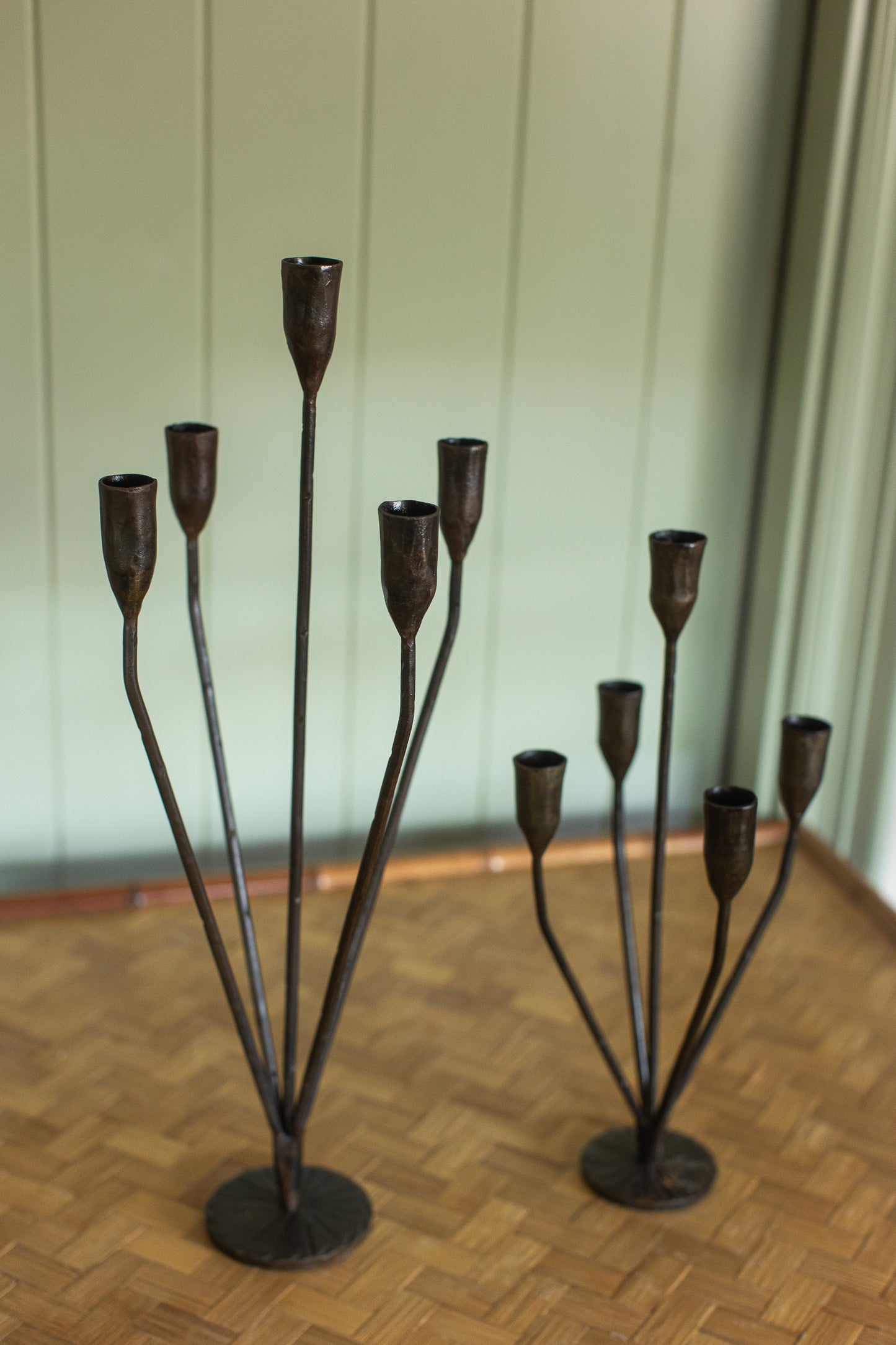 Hand-Forged Iron Candleholders