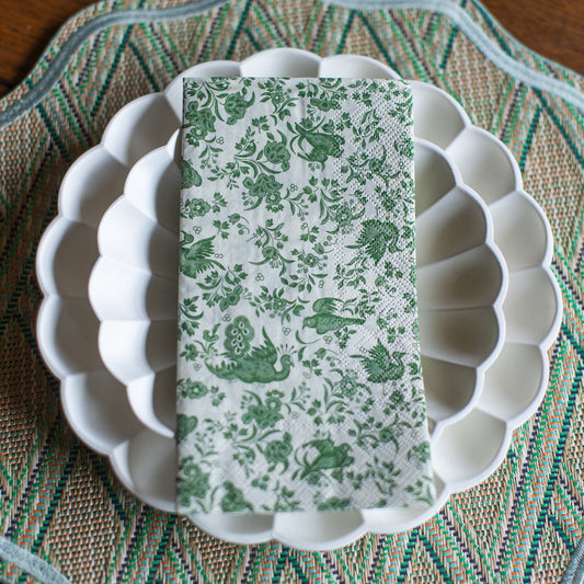 Green Regal Peacock Guest Napkin, 16