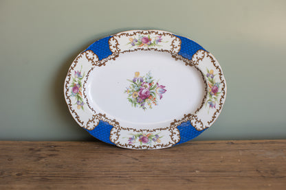 Mid-Century Floral Set, Cobalt & Gilt
