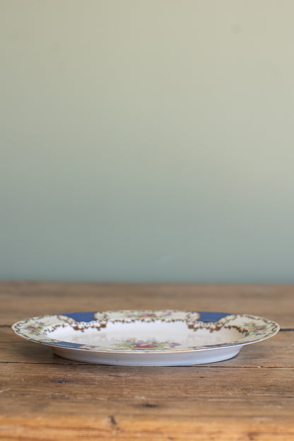 Mid-Century Floral Set, Cobalt & Gilt
