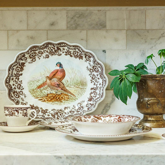 Woodland Fluted Oval Serving Platter (Pheasant)