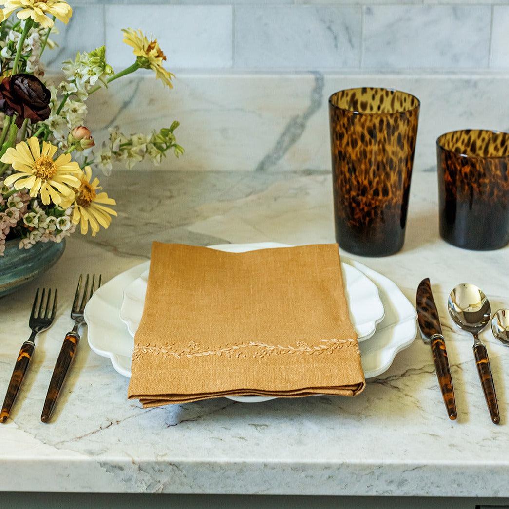 Embroidered Napkin, Curry