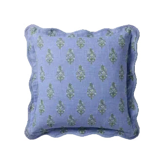 Periwinkle Block Print Pillow, 22"x22"