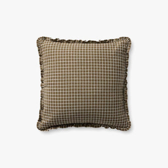 Chocolate Grid Throw Pillow, 18" x 18"