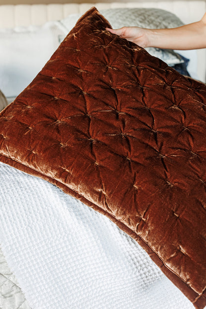 Quilted Faux Silk Bedding, Copper Brown