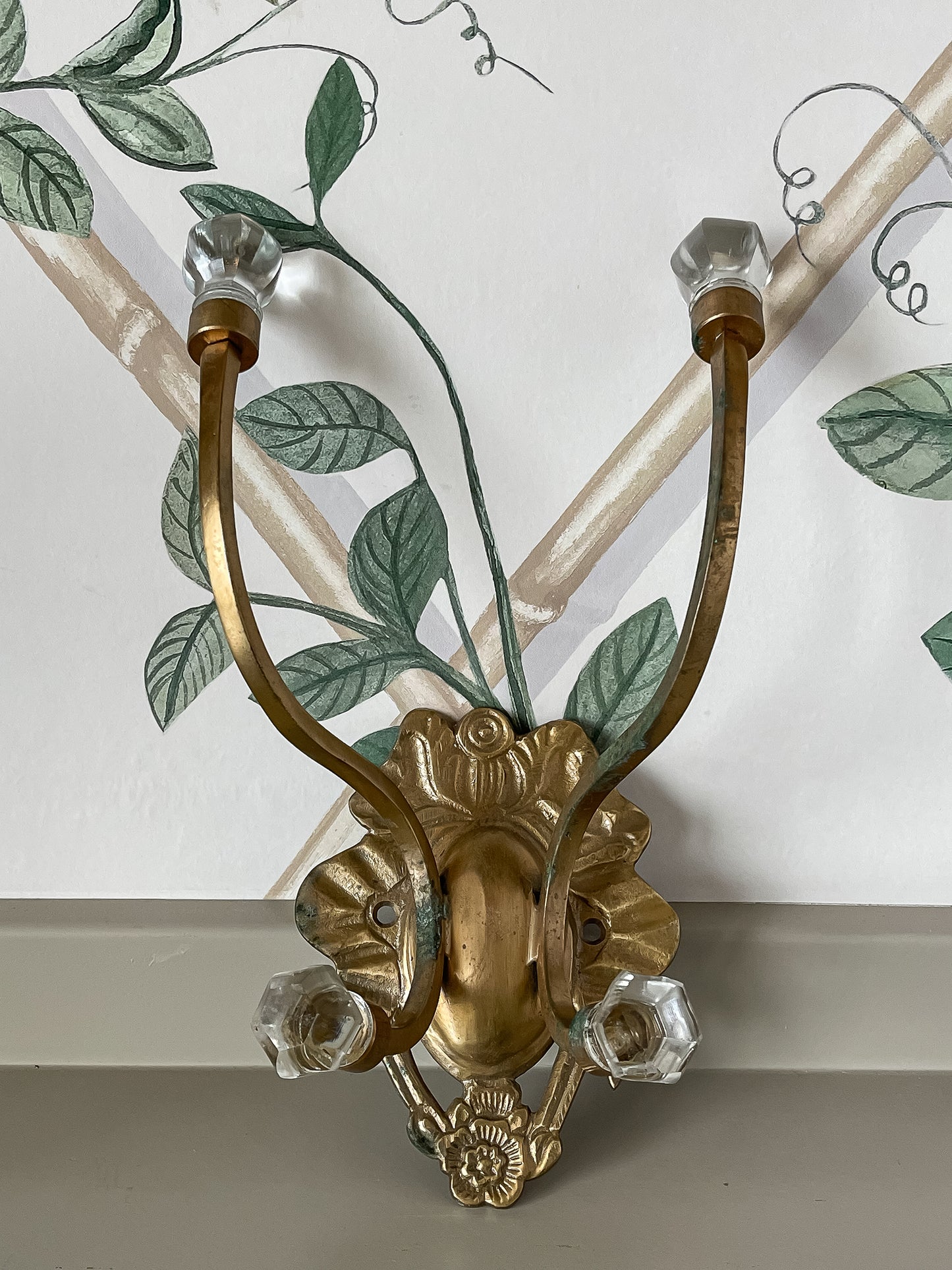 Vintage Brass Hook with Glass Accents