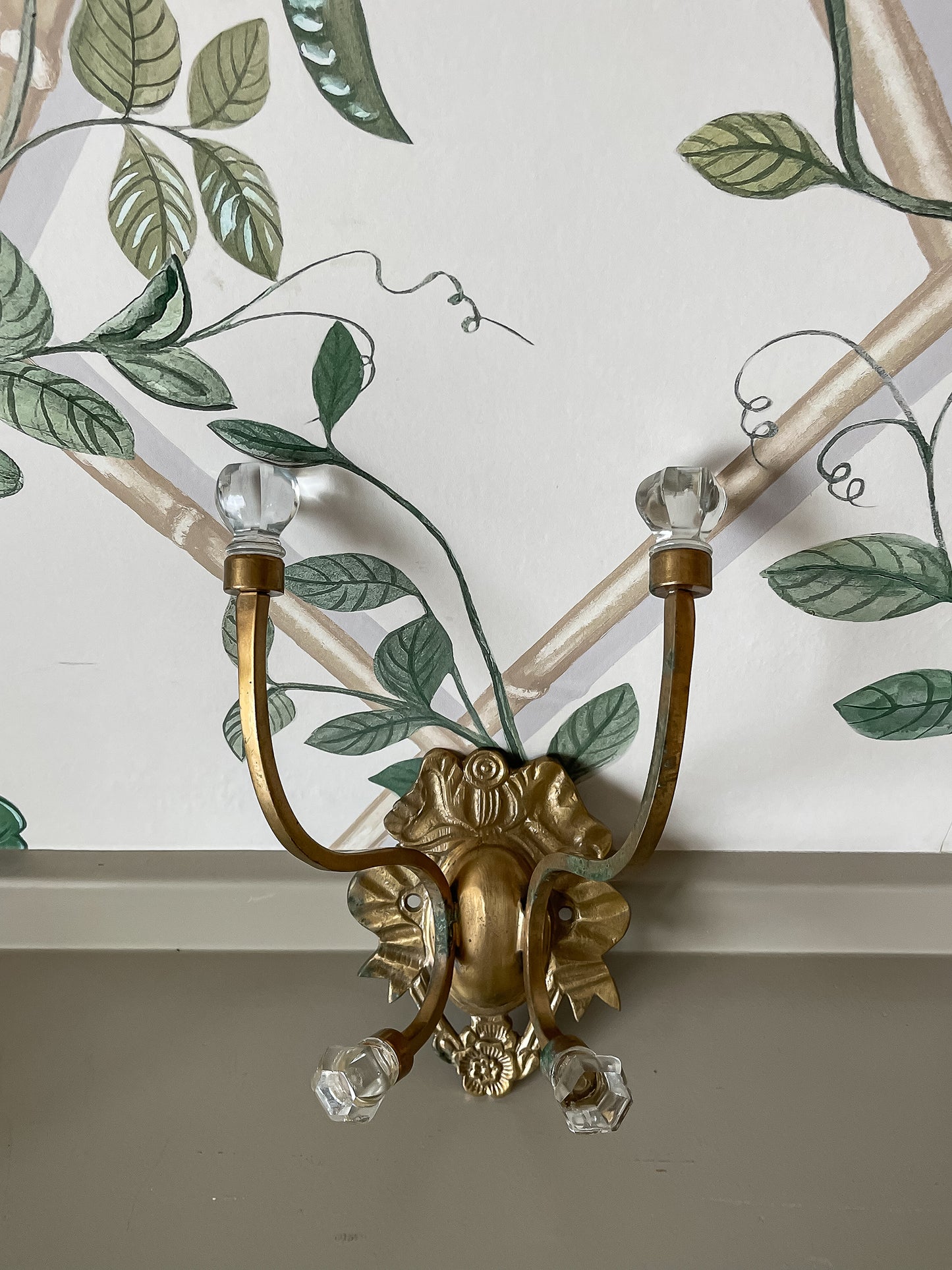 Vintage Brass Hook with Glass Accents