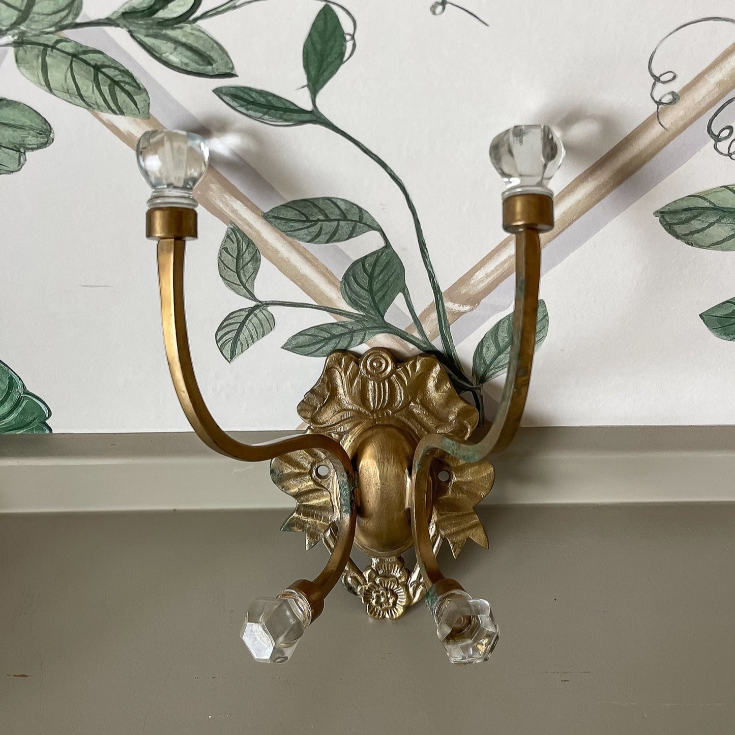 Vintage Brass Hook with Glass Accents