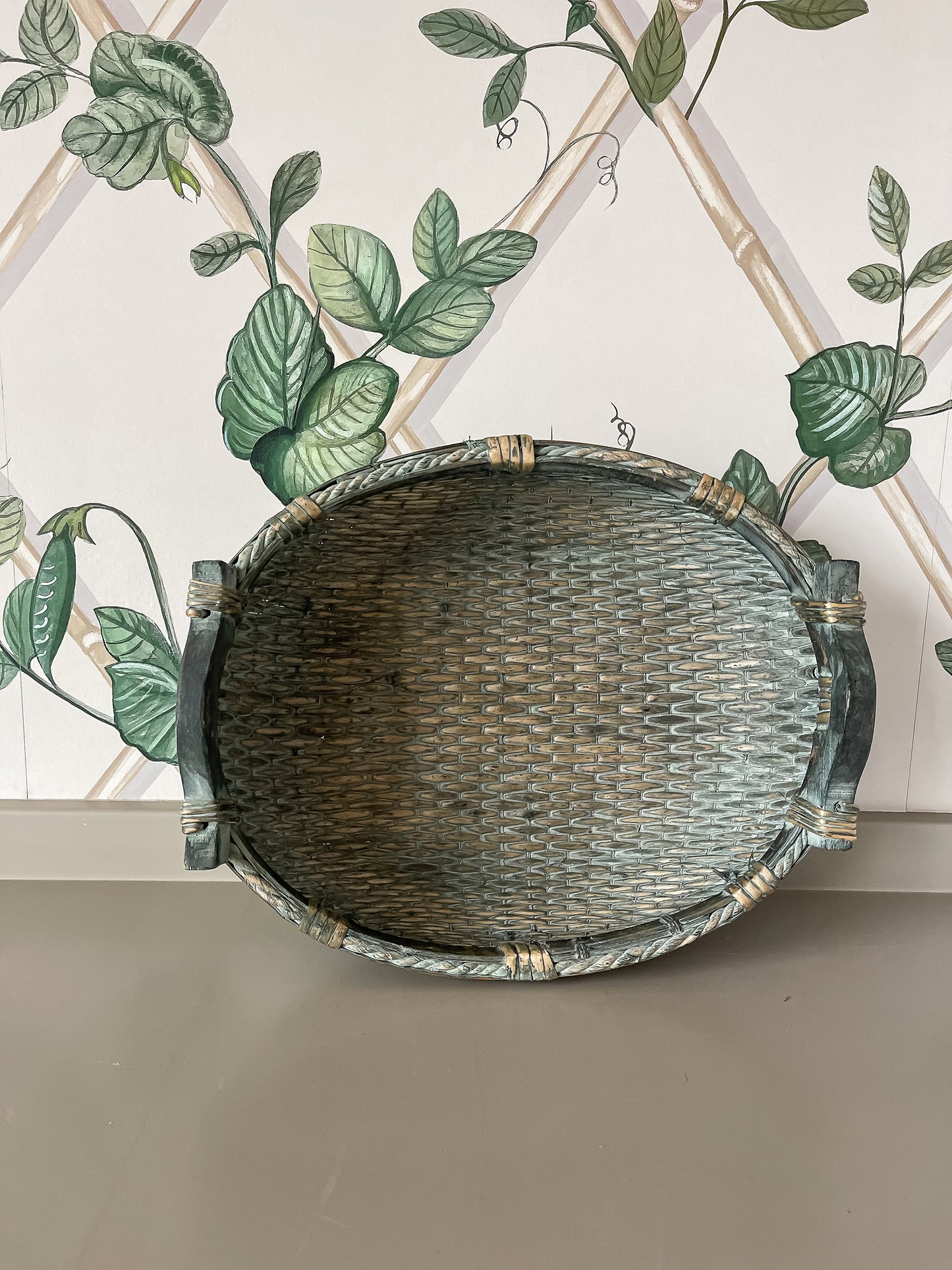 Weathered Wicker & Wood Basket