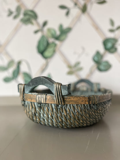 Weathered Wicker & Wood Basket