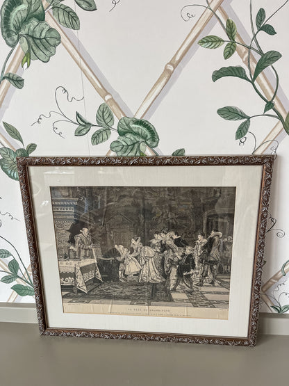 La Fête du Grand-Père” – Antique 19th-Century French Engraving