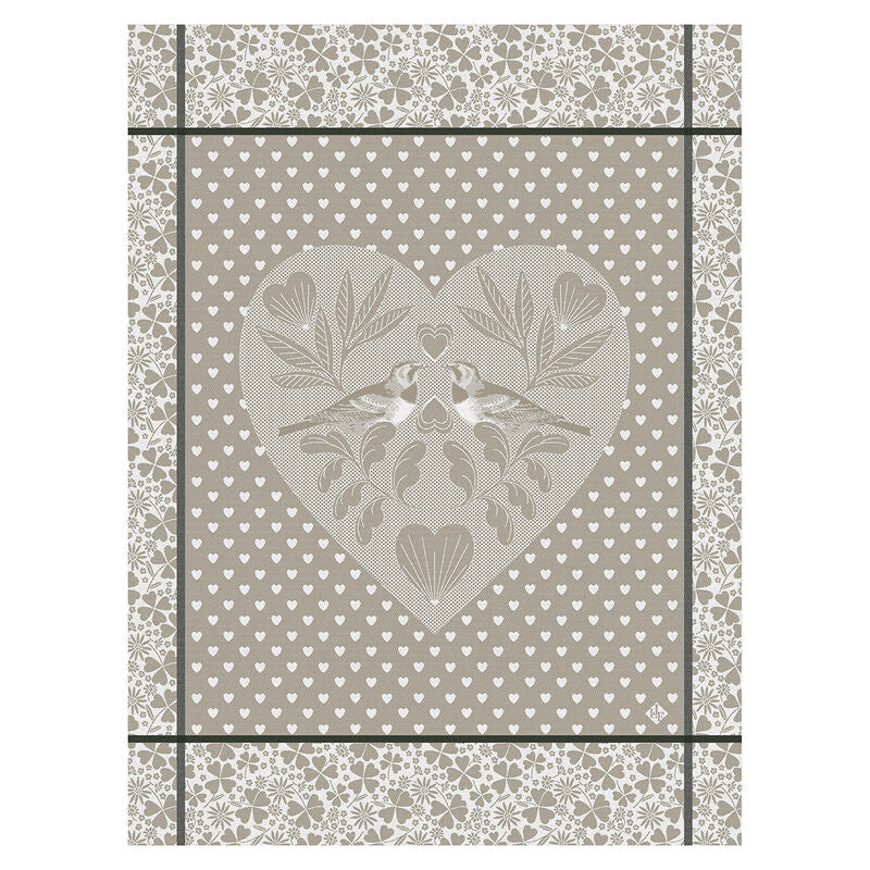 amour heart tea towel kitchen hand birds jacquard francois