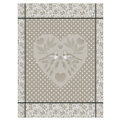 amour heart tea towel kitchen hand birds jacquard francois