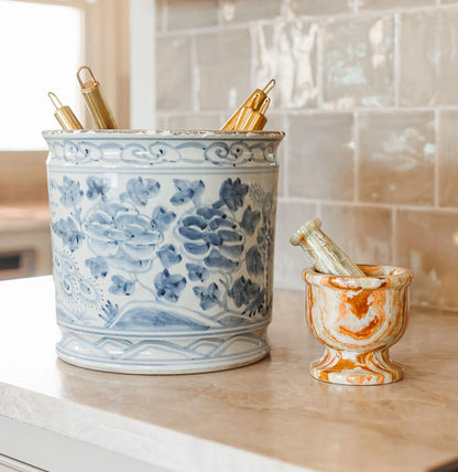 orchid ceramic plant pots Blue and White Orchid Pot – OAKSTREET