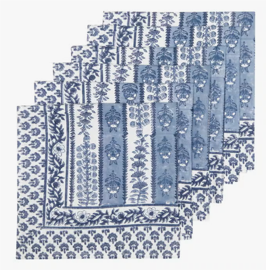 blue avignon napkins striped set of 6 oakstreet shoppe