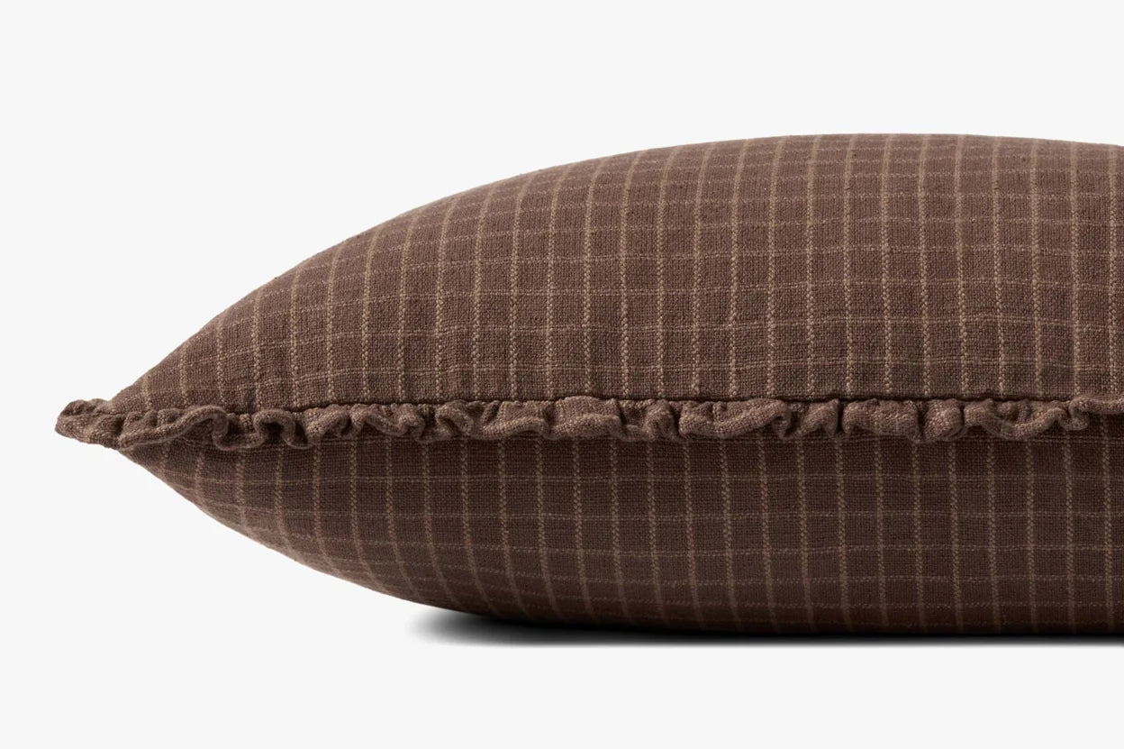 Chocolate Grid Throw Pillow, 16"x26"